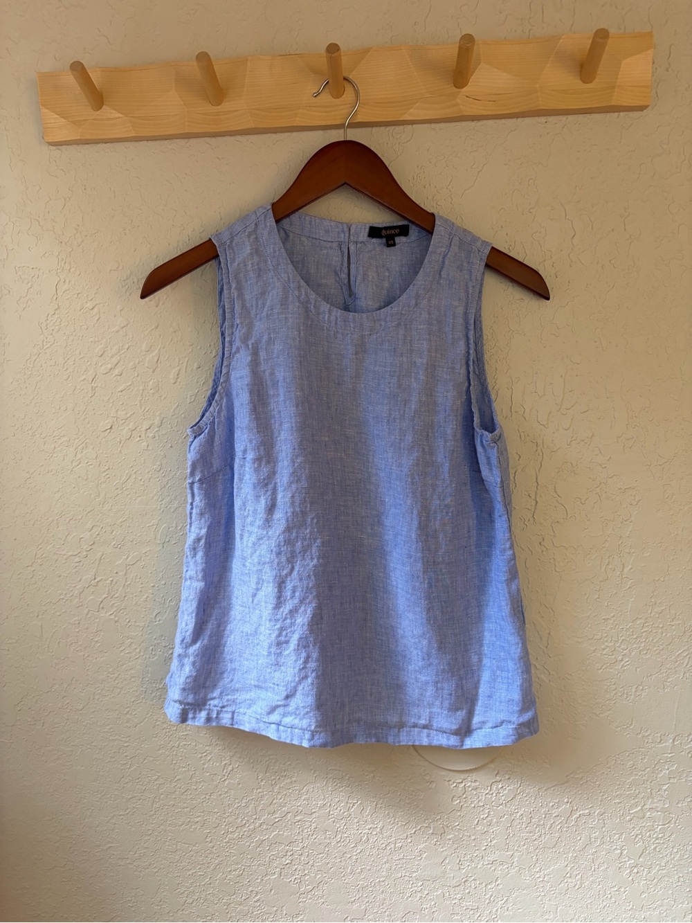 Quince Light Blue Linen Scoop Neck Tank